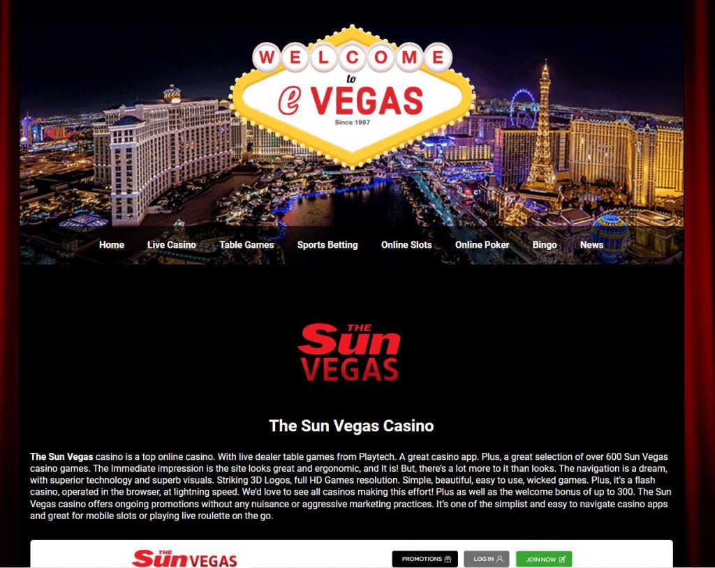 Learn all about the Sun Vegas casino no deposit bonus at E-Vegas.com 2022
